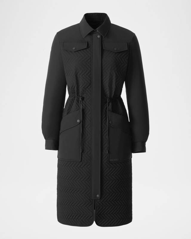 Chevron Quilted Long Down Coat